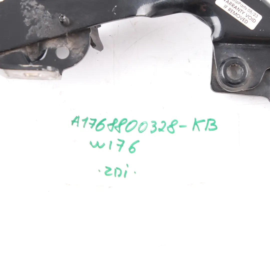 Hood Bonnet Hinge Left N/S Kosmos Black Metallic 191 to Mercedes W176 with Part number A1768800328 Mercedes W176 Hood Bonnet Hinge Left N/S Kosmos Black Metallic 191 - SKU A1768800328-KB - Part number A1768800328