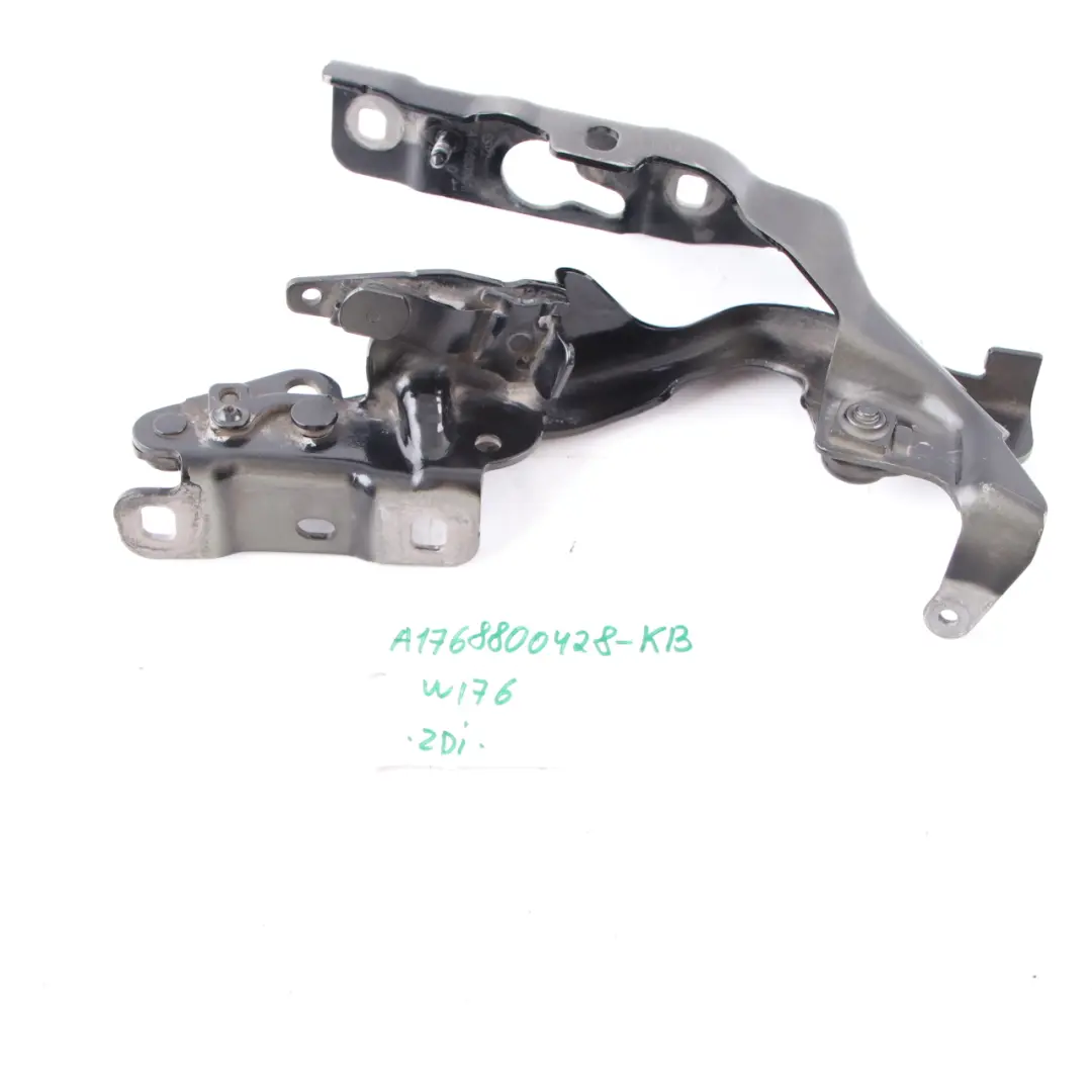 Hood Bonnet Hinge Right O/S Kosmos Black Metallic 191 to Mercedes W176 with Part number A1768800428 Mercedes W176 Hood Bonnet Hinge Right O/S Kosmos Black Metallic 191 - SKU A1768800428-KB - Part number A1768800428