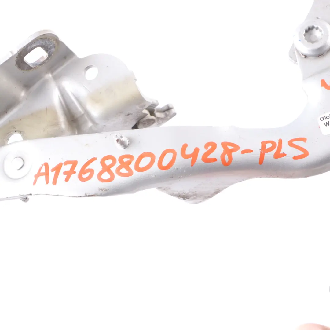 Hood Bonnet Hinge Front Right O/S Polar Silver - 761 to Mercedes W176 with Part number A1768800428 Mercedes W176 Hood Bonnet Hinge Front Right O/S Polar Silver - 761 - SKU A1768800428-PLS - Part number A1768800428