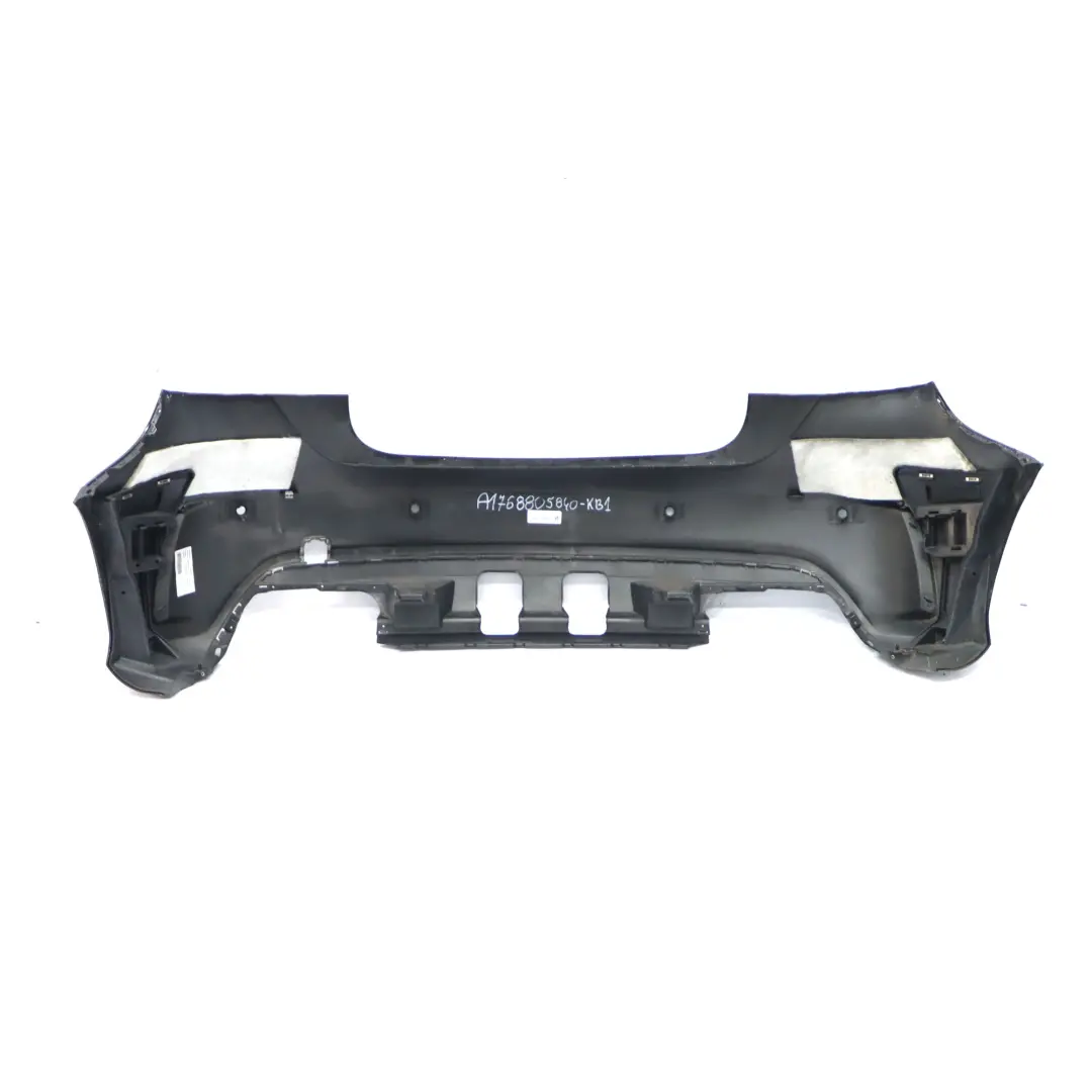 Bumper Rear Trim Panel AMG Kosmos Cosmic Black Metallic - 191 to Mercedes W176 with Part number A1768805840 Mercedes W176 Bumper Rear Trim Panel AMG Kosmos Cosmic Black Metallic - 191 - SKU A1768805840-KB1 - Part number A1768805840