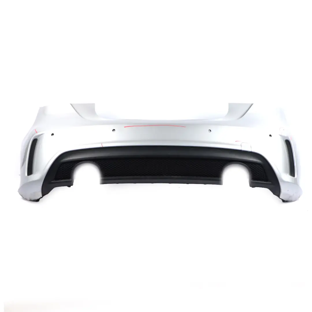 Bumper Rear Trim Panel AMG Polar Silver Metallic - 761 to Mercedes W176 with Part number A1768805840 Mercedes W176 Bumper Rear Trim Panel AMG Polar Silver Metallic - 761 - SKU A1768805840-PLS - Part number A1768805840