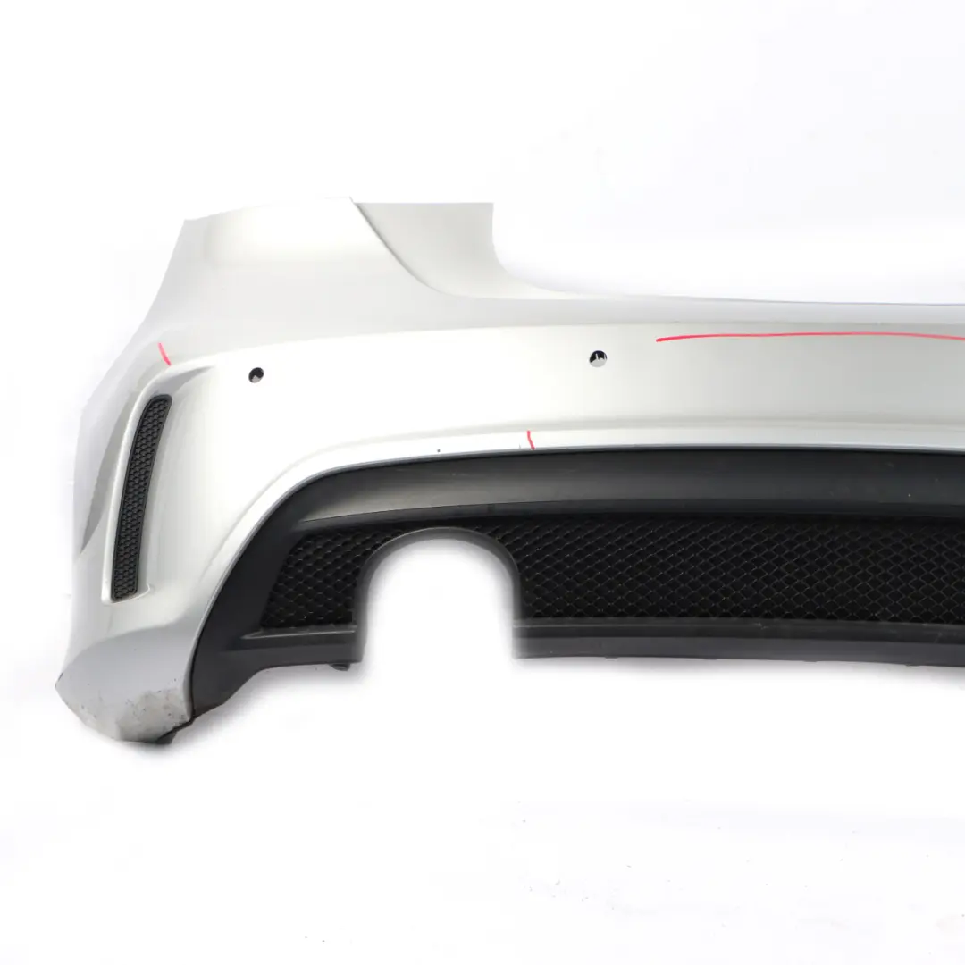 Bumper Rear Trim Panel AMG Polar Silver Metallic - 761 to Mercedes W176 with Part number A1768805840 Mercedes W176 Bumper Rear Trim Panel AMG Polar Silver Metallic - 761 - SKU A1768805840-PLS - Part number A1768805840