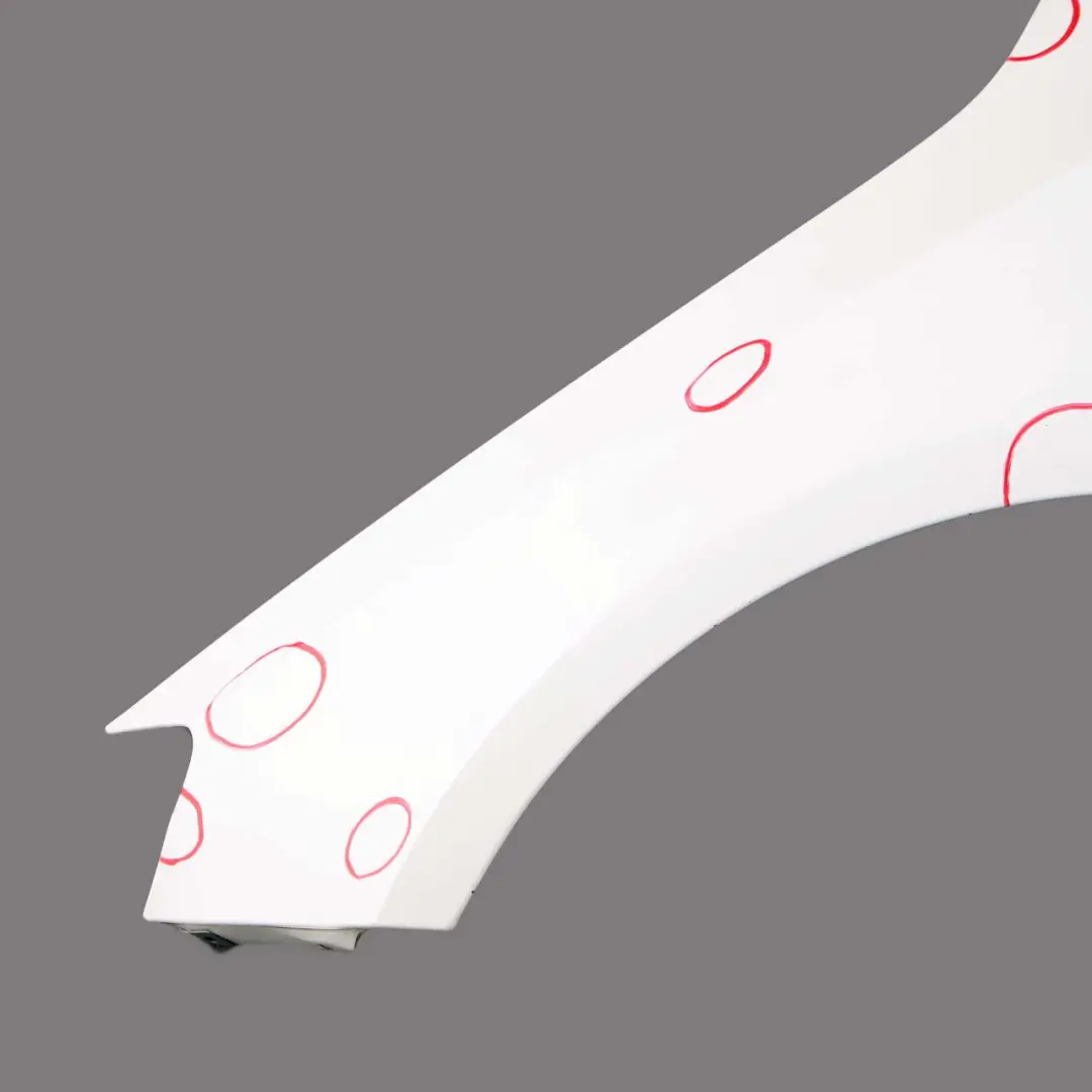 Wing Fender Panel Front Left N/S Side Trim Cover Calcite White to Mercedes W176 with Part number A1768810101 Mercedes W176 Wing Fender Panel Front Left N/S Side Trim Cover Calcite White - SKU A1768810101-CW - Part number A1768810101