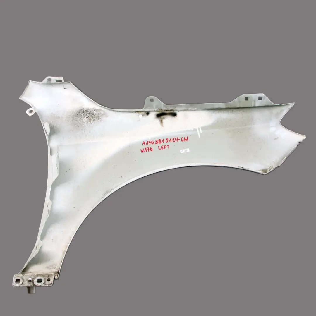 Wing Fender Panel Front Left N/S Side Trim Cover Calcite White to Mercedes W176 with Part number A1768810101 Mercedes W176 Wing Fender Panel Front Left N/S Side Trim Cover Calcite White - SKU A1768810101-CW - Part number A1768810101