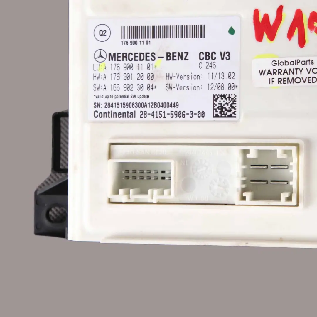Mercedes W176 W246 Módulo confort Unidad control puerta central VST - SKU A1769001101 - Número de pieza A1769001101