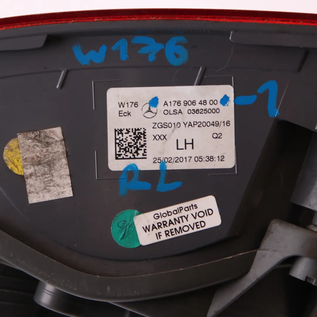 Lamp Mercedes W176 Left N/S Tail Light Side Panel to Rear with Part number A1769064800 Rear Lamp Mercedes W176 Left N/S Tail Light Side Panel - SKU A1769064800-1 - Part number A1769064800