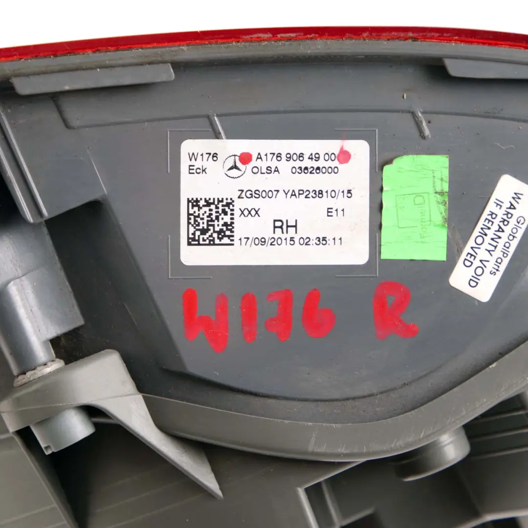 Mercedes-Benz A-Class W176 Rear Right O/S Tail Light Lamp Side Panel to with Part number A1769064800 Mercedes-Benz A-Class W176 Rear Right O/S Tail Light Lamp Side Panel - SKU A1769064900 - Part number A1769064800