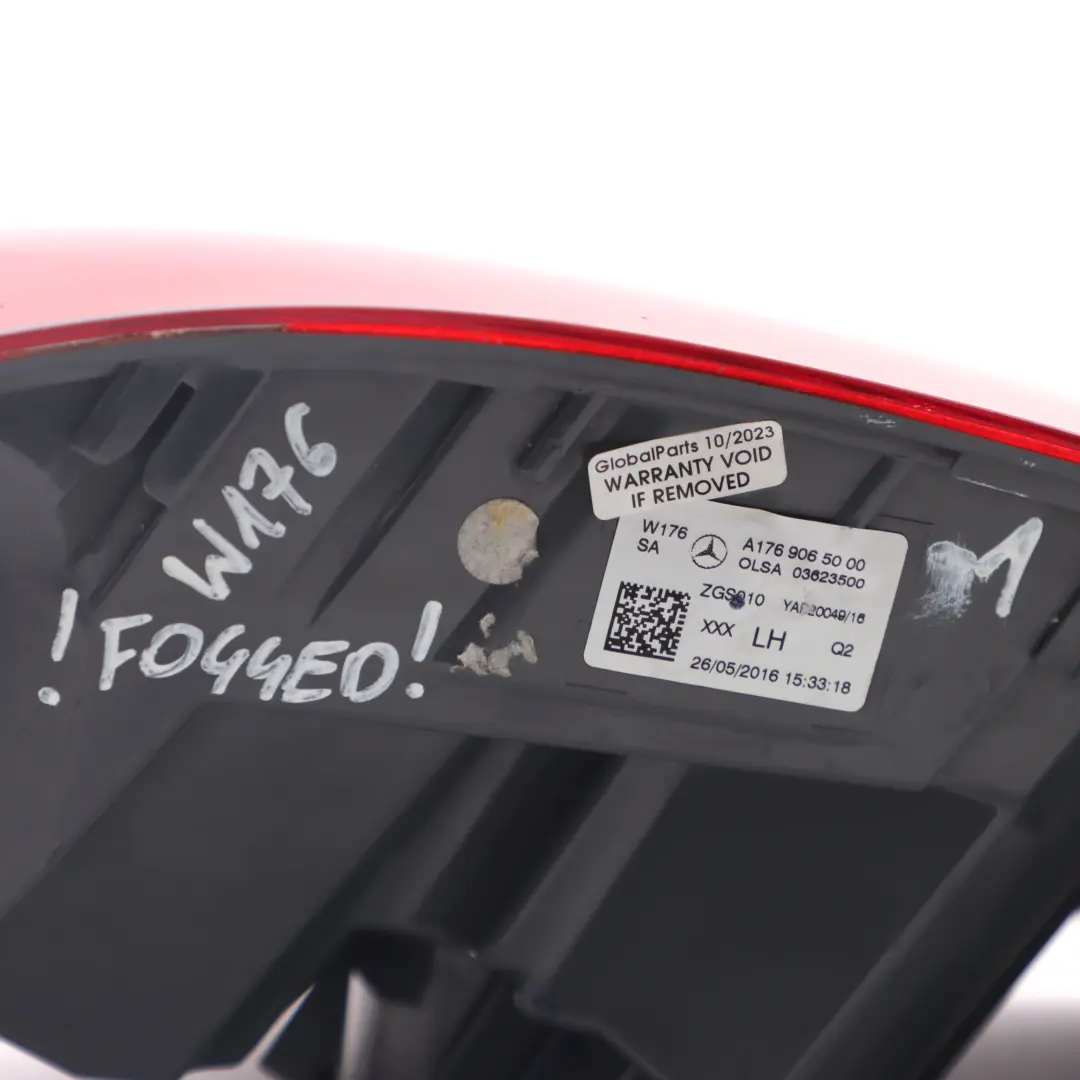 Feu arrière gauche Panneau latéral du feu arrière pour Mercedes W176 à propos du numéro de pièce A1769065000 Mercedes W176 Feu arrière gauche Panneau latéral du feu arrière - SKU A1769065000-1 - Numéro de pièce A1769065000