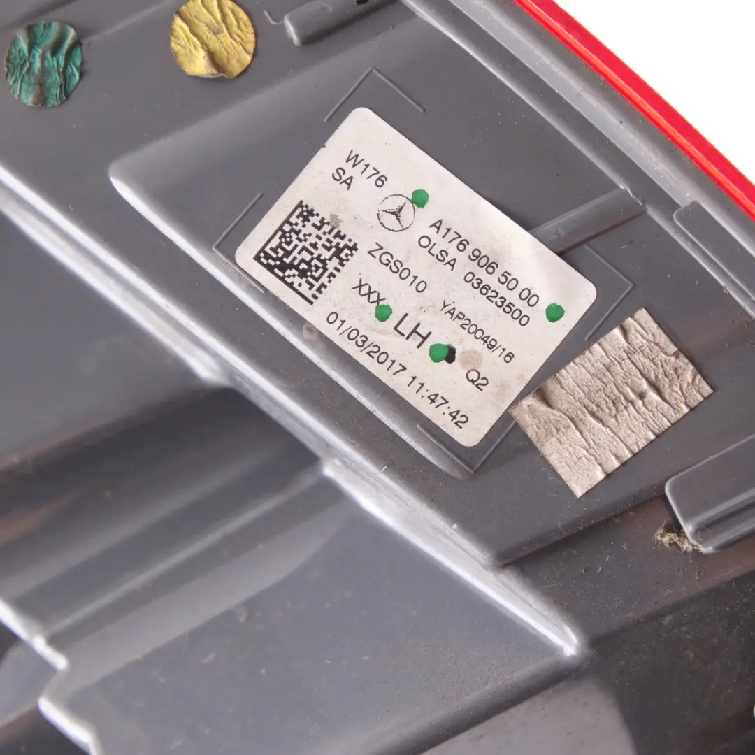 Lamp Mercedes W176 Left N/S Tail Light Side Panel to Rear with Part number A1769065000 Rear Lamp Mercedes W176 Left N/S Tail Light Side Panel - SKU A1769065000 - Part number A1769065000