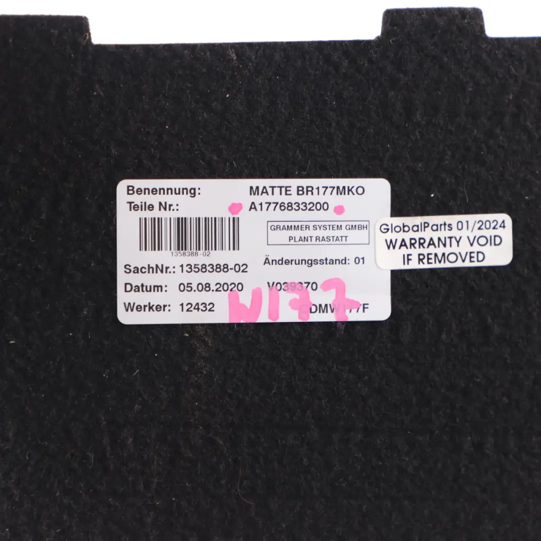 Mercedes W177 Center Console Mat Carpet - SKU A1776833200 - Part number A1776833200