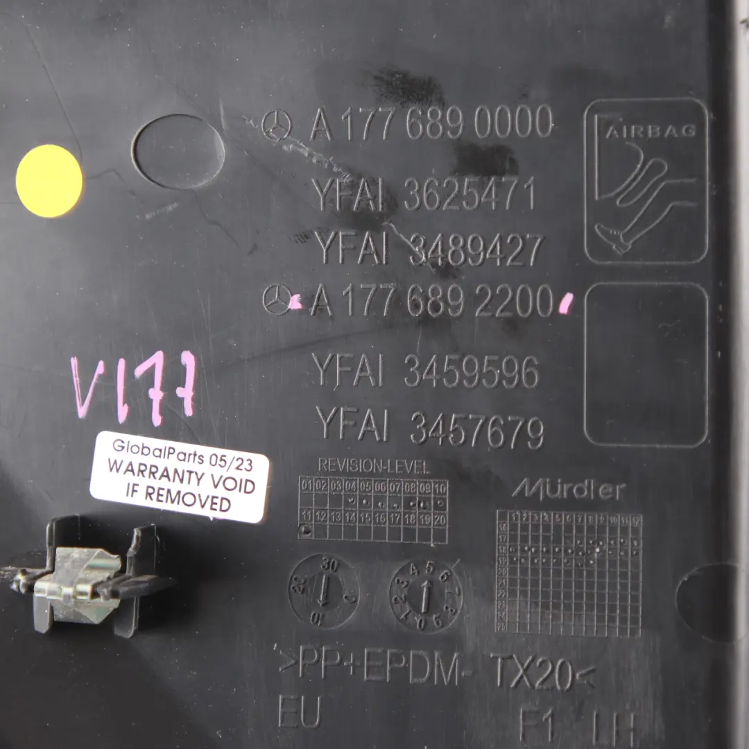 Panel Salpicadero Cubierta Salpicadero Izquierda Negro para Mercedes W177 con número de pieza A1776892200 Mercedes W177 Panel Salpicadero Cubierta Salpicadero Izquierda Negro - SKU A1776892200 - Número de pieza A1776892200