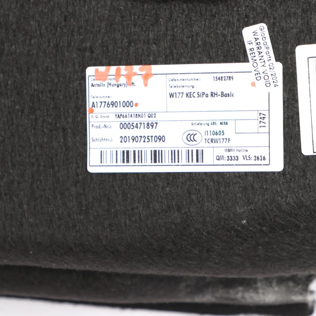 Kofferraum Rechts Seitliche Verkleidung Abdeckung für Mercedes W177 mit Teilenummer A1776901000 Mercedes W177 Kofferraum Rechts Seitliche Verkleidung Abdeckung - SKU A1776901000 - Teilenummer A1776901000