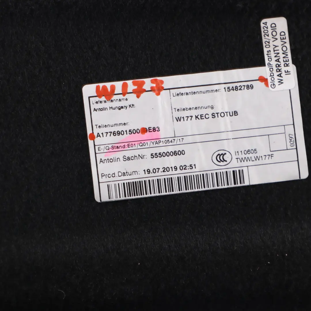 Tapis pour coffre voiture Tapis panneau arrière pour Mercedes W177 à propos du numéro de pièce A1776901500 Mercedes W177 Tapis pour coffre voiture Tapis panneau arrière - SKU A1776901500 - Numéro de pièce A1776901500