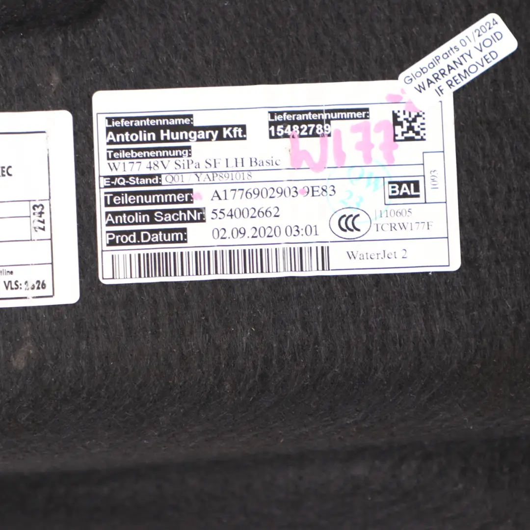 Kofferraum Seitliche Verkleidungsplatte Abdeckung für Mercedes W177 mit Teilenummer A1776902903 Mercedes W177 Kofferraum Seitliche Verkleidungsplatte Abdeckung - SKU A1776902903 - Teilenummer A1776902903