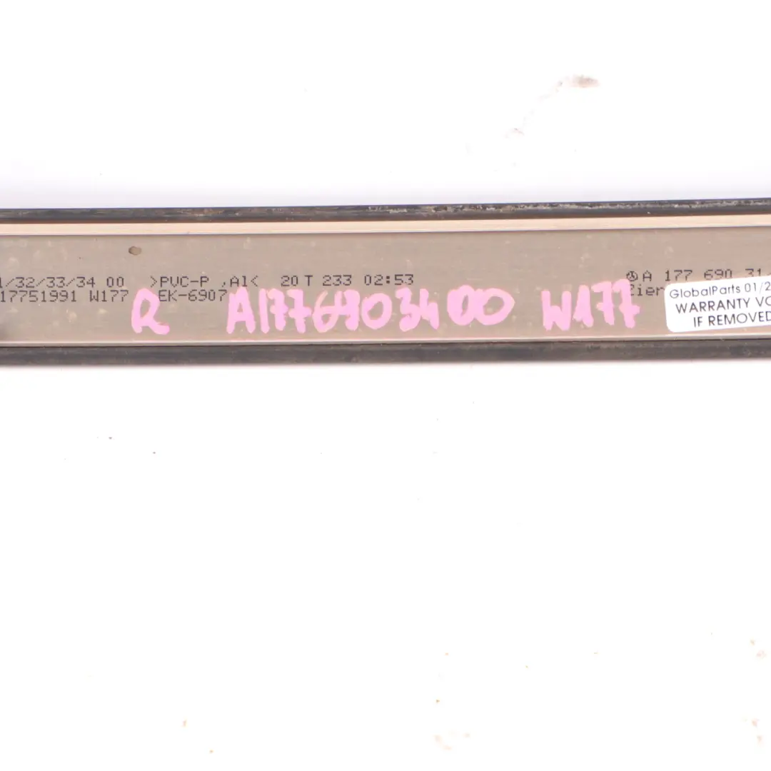 Roof Rail Cover Trim Strip Right O/S Primed to Mercedes W177 with Part number A1776903400 Mercedes W177 Roof Rail Cover Trim Strip Right O/S Primed - SKU A1776903400 - Part number A1776903400