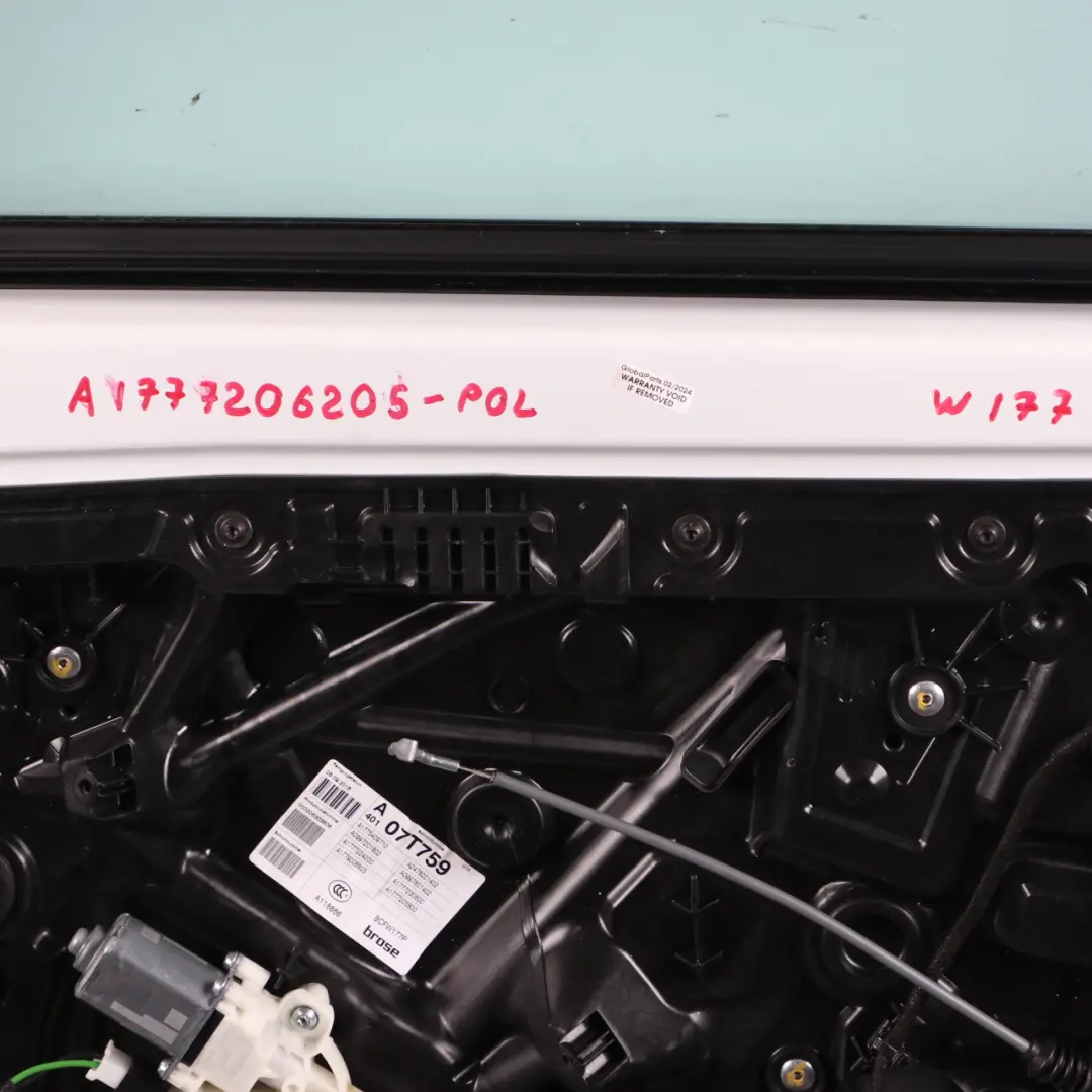 Door Front Right O/S A-Class Polar White - 149 to Mercedes W177 with Part number A1777206205 Mercedes W177 Door Front Right O/S A-Class Polar White - 149 - SKU A1777206205-POL - Part number A1777206205