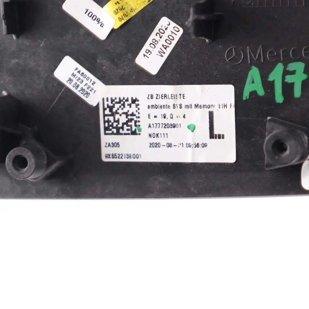 Interruttore sedile Mercedes W177 Striscia porta anteriore sinistra per con numero di parte A1777208901 Interruttore sedile Mercedes W177 Striscia porta anteriore sinistra - SKU A1777208901 - Numero di parte A1777208901