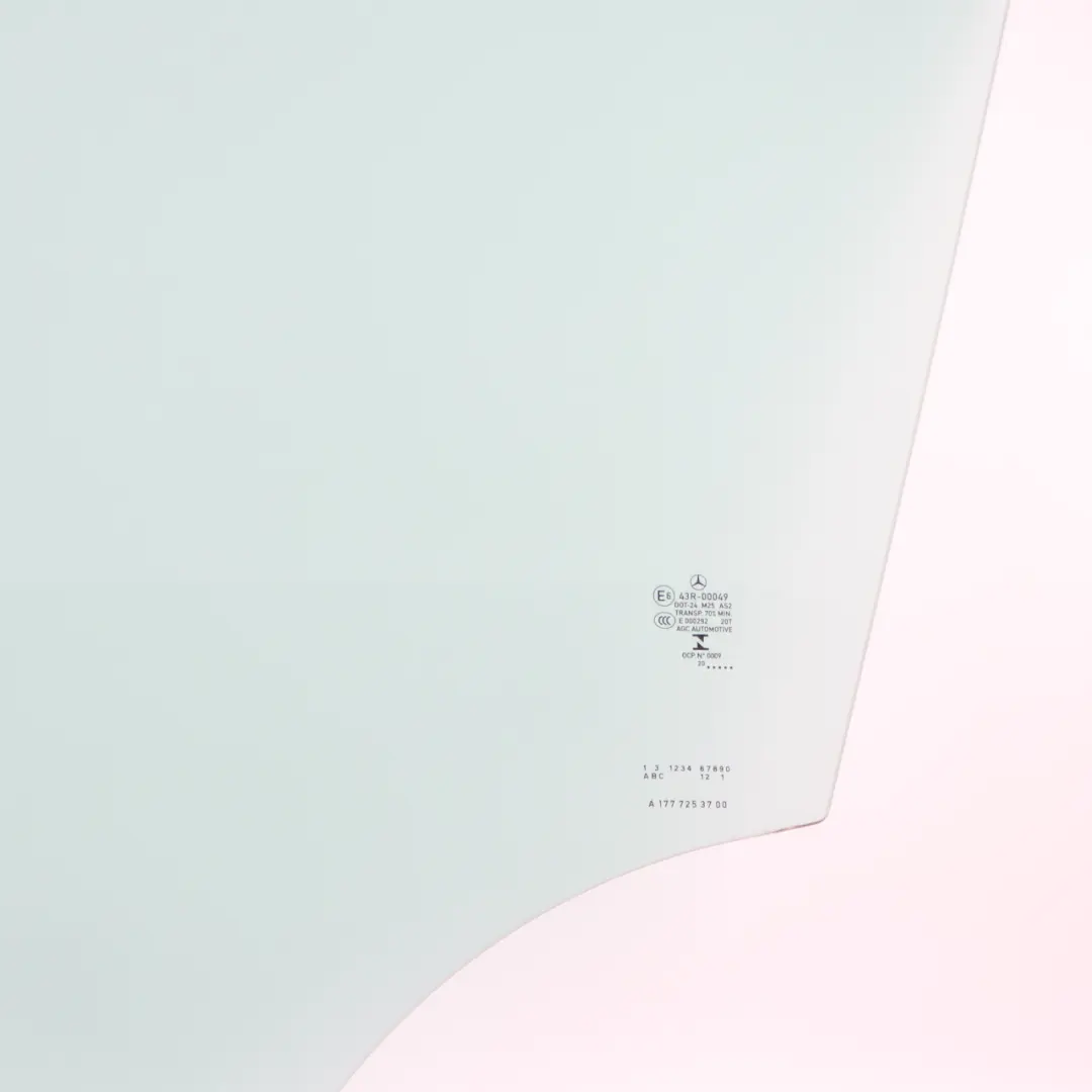 Cristal Ventana Lateral Puerta Delantera Izquierda AS2 para Mercedes W177 con número de pieza A1777259700 Mercedes W177 Cristal Ventana Lateral Puerta Delantera Izquierda AS2 - SKU A1777259700 - Número de pieza A1777259700