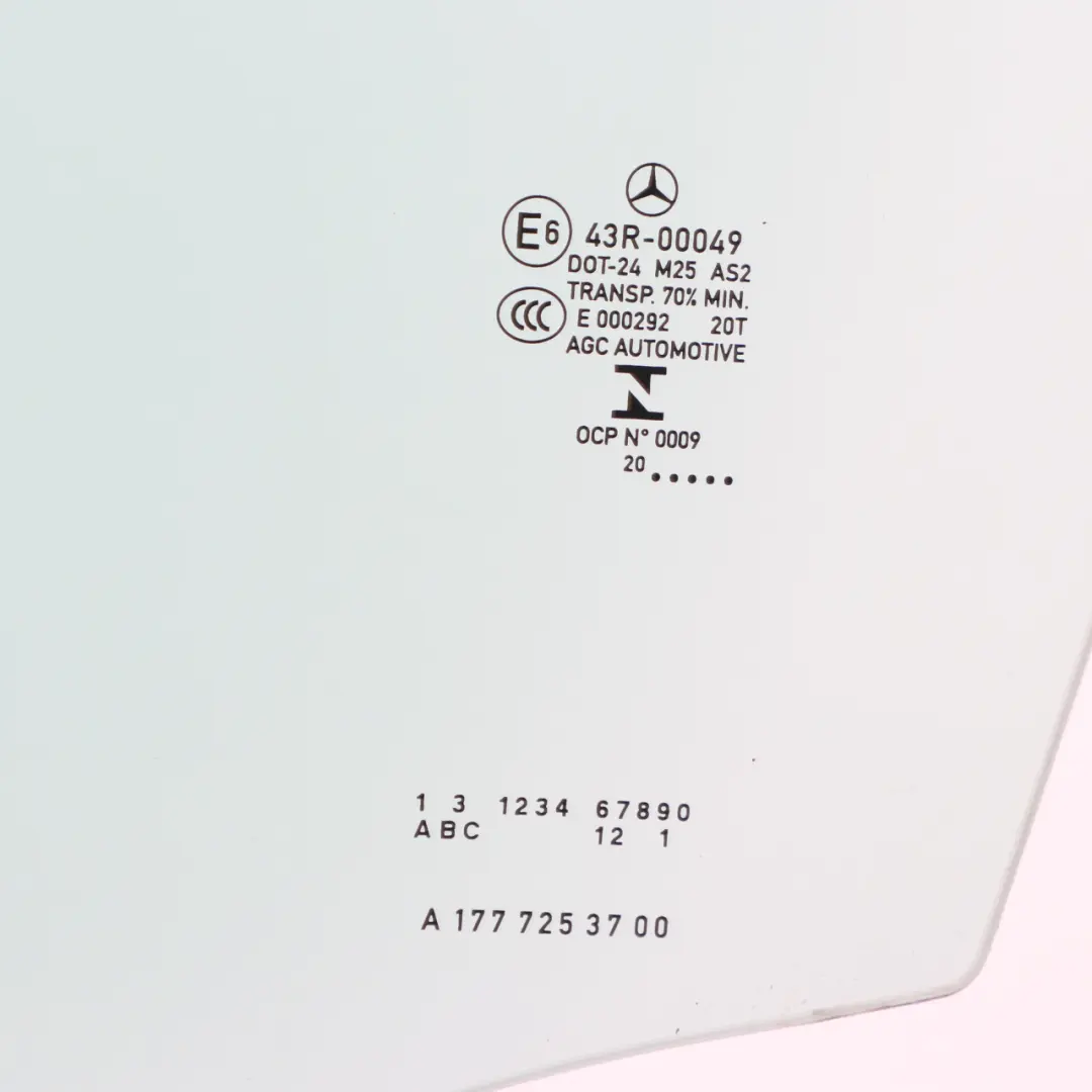 Mercedes W177 Vitre Latérale de Porte Avant Gauche Vitrage AS2 - SKU A1777259700 - Numéro de pièce A1777259700
