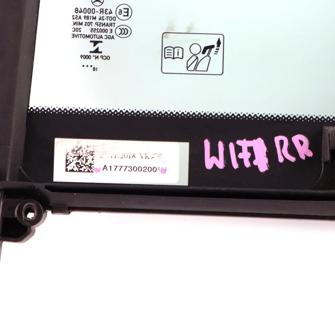 Mercedes W177 Window Glass Door Rear Right O/S Side Quarter AS2 - SKU A1777300200 - Part number A1777300200