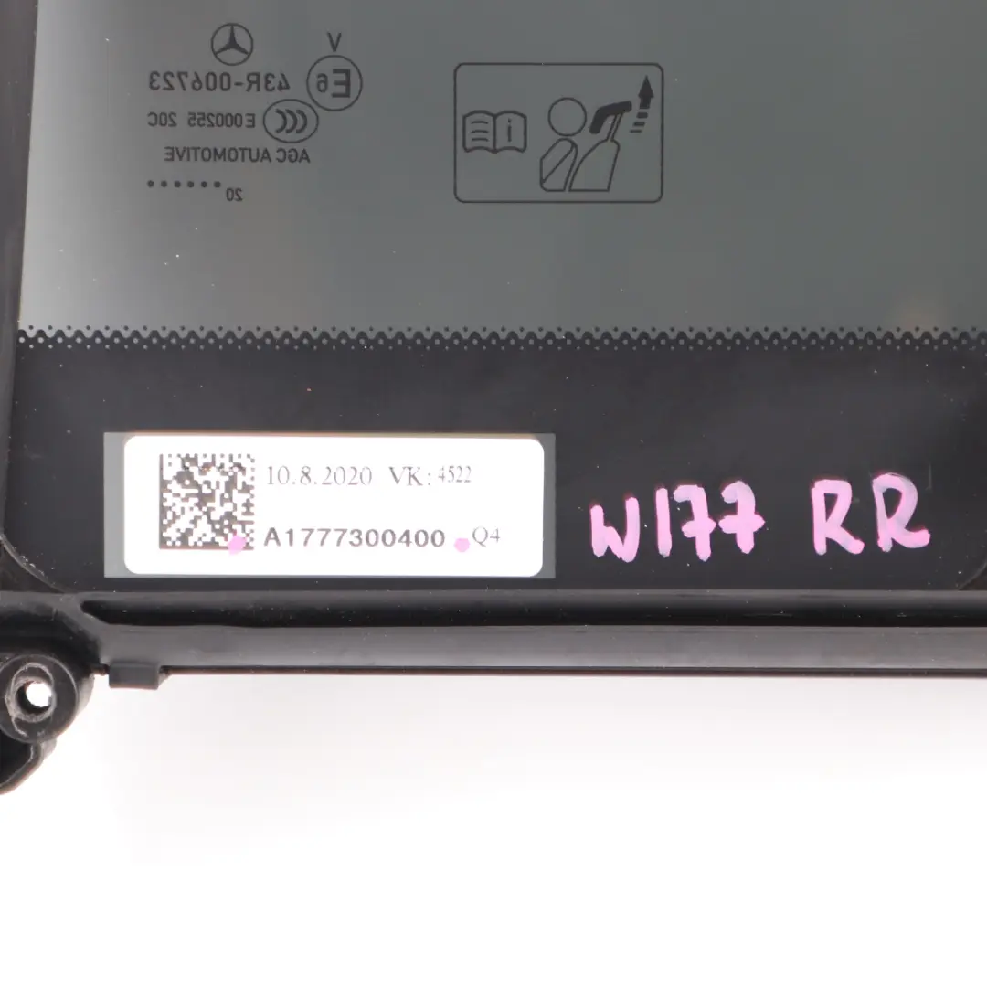 Mercedes W177 Cristal Puerta Trasera Derecha Cuarto Tintado AS3 - SKU A1777300400 - Número de pieza A1777300400