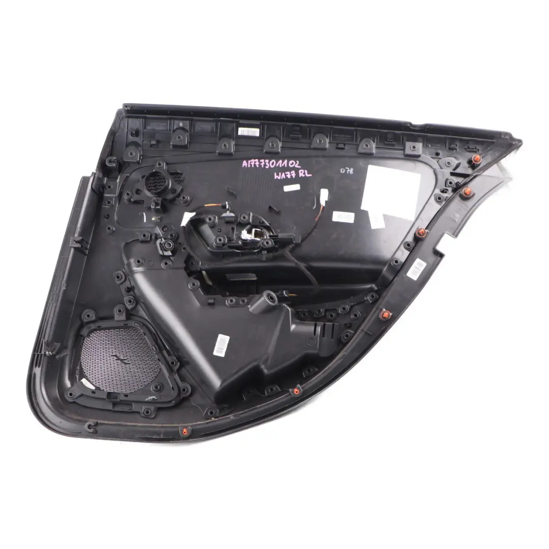 Door Card Mercedes W177 Left N/S Trim Panel Microfiber Alcantara Black to Rear with Part number A1777301102 Rear Door Card Mercedes W177 Left N/S Trim Panel Microfiber Alcantara Black - SKU A1777301102 - Part number A1777301102