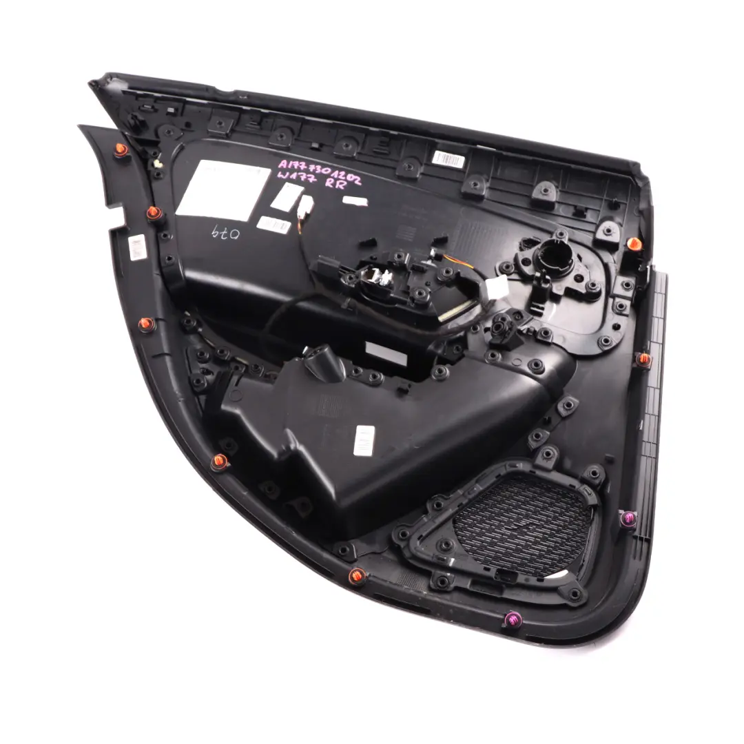 Door Card Mercedes W177 Right O/S Trim Panel Cover Microfiber Black to Rear with Part number A1777301202 Rear Door Card Mercedes W177 Right O/S Trim Panel Cover Microfiber Black - SKU A1777301202 - Part number A1777301202