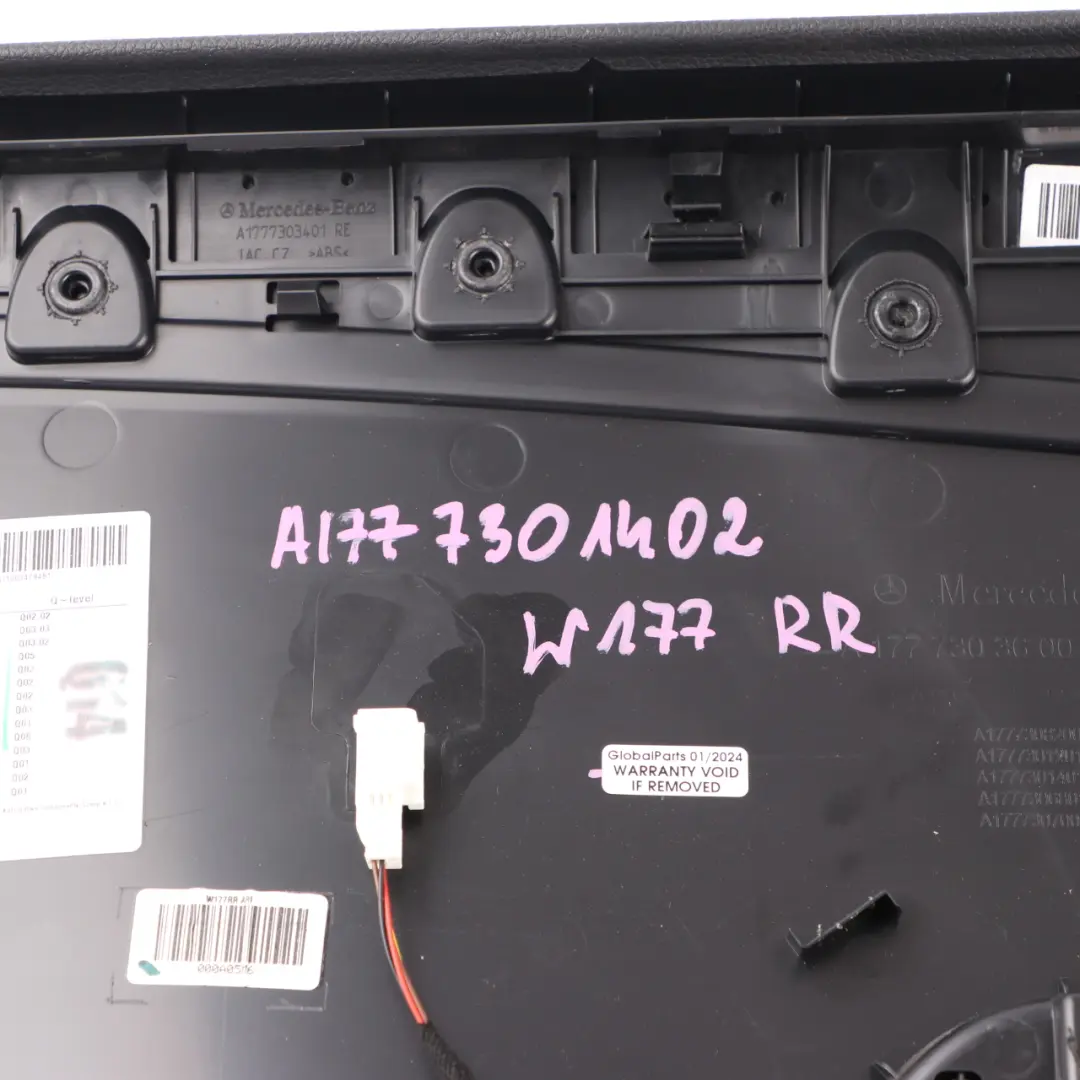  Tarjeta de Puerta Trasera Mercedes W177 Derecha Panel Cubierta Imitación Negro - SKU A1777301402 - Número de pieza A1777301402