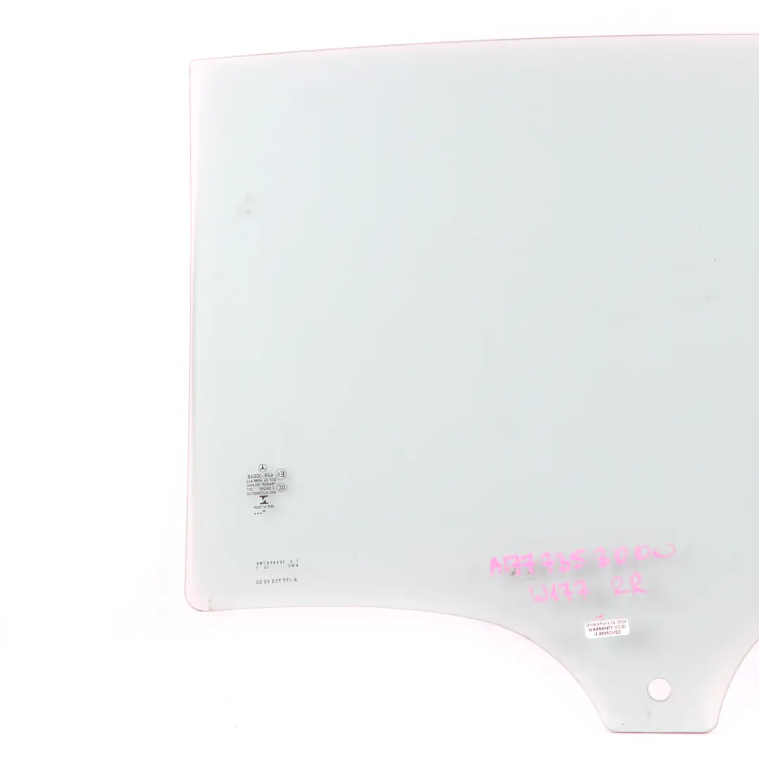 Cristal Puerta Trasera Derecha Acristalamiento AS2 para Mercedes W177 con número de pieza A1777353000 Mercedes W177 Cristal Puerta Trasera Derecha Acristalamiento AS2 - SKU A1777353000 - Número de pieza A1777353000