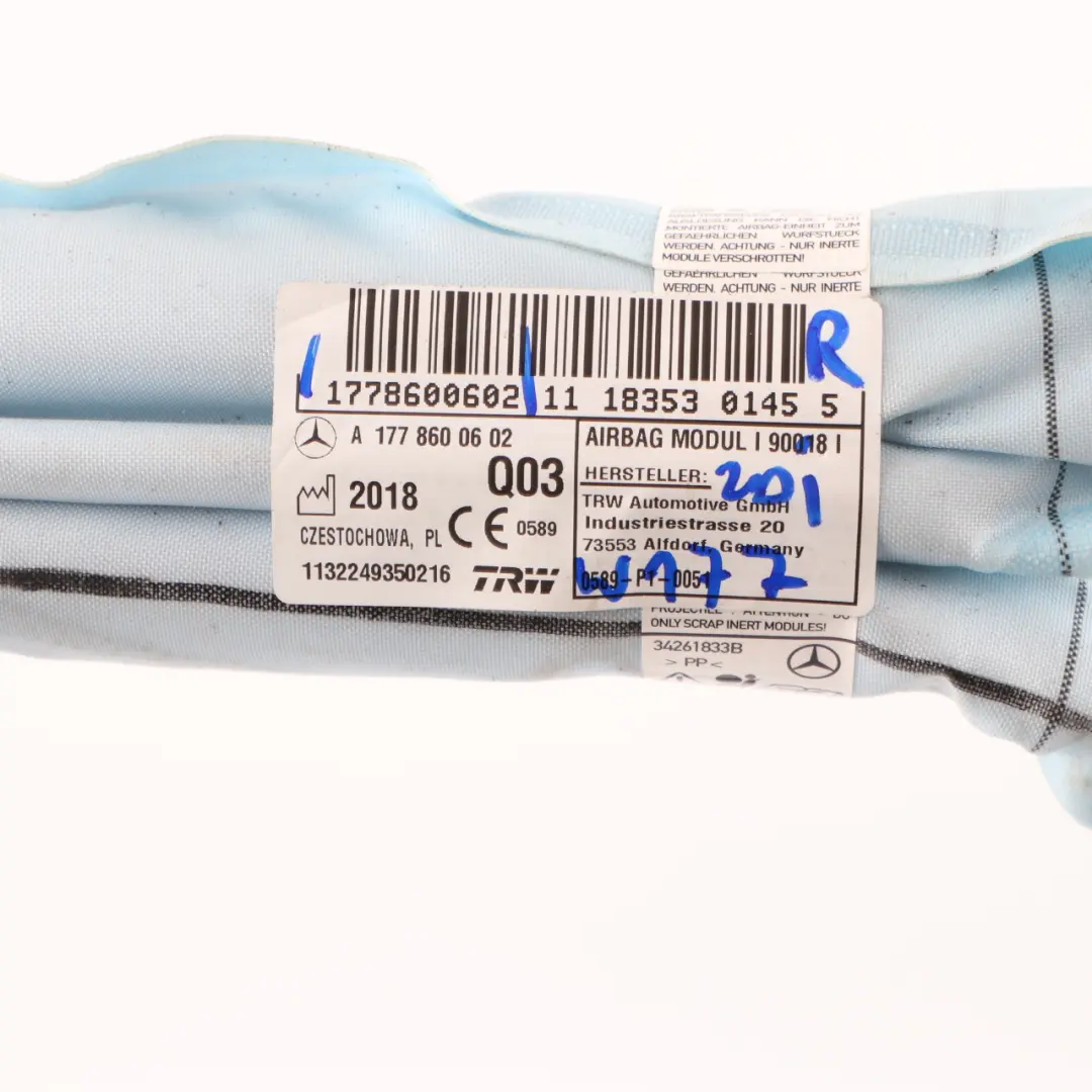 Mercedes W177 Airbag Kurtyna Powietrzna Prawa - SKU A1778600602 - Numer Części A1778600602