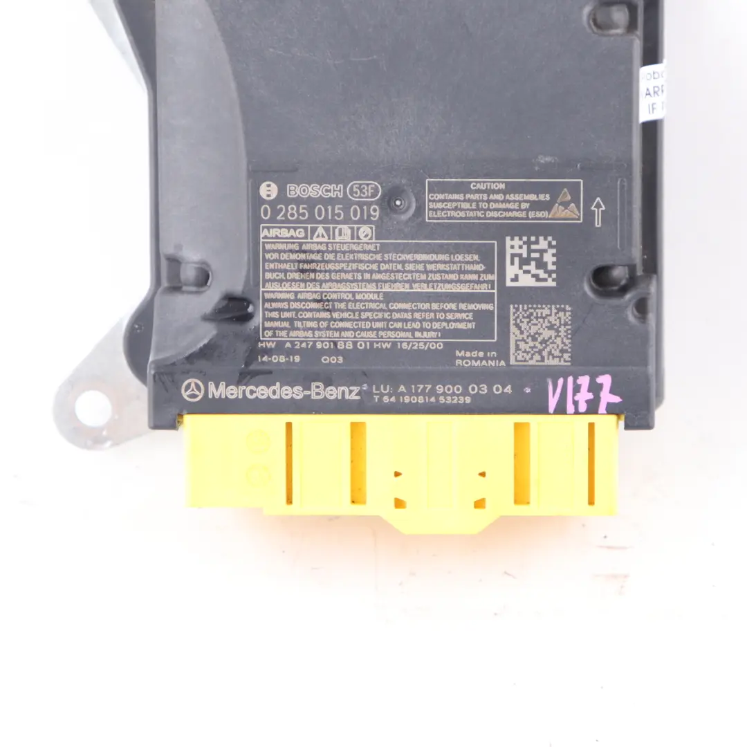Module Airbag SRS Unité de Contrôle ECU pour Mercedes V177 à propos du numéro de pièce A1779000304 Mercedes V177 Module Airbag SRS Unité de Contrôle ECU - SKU A1779000304 - Numéro de pièce A1779000304