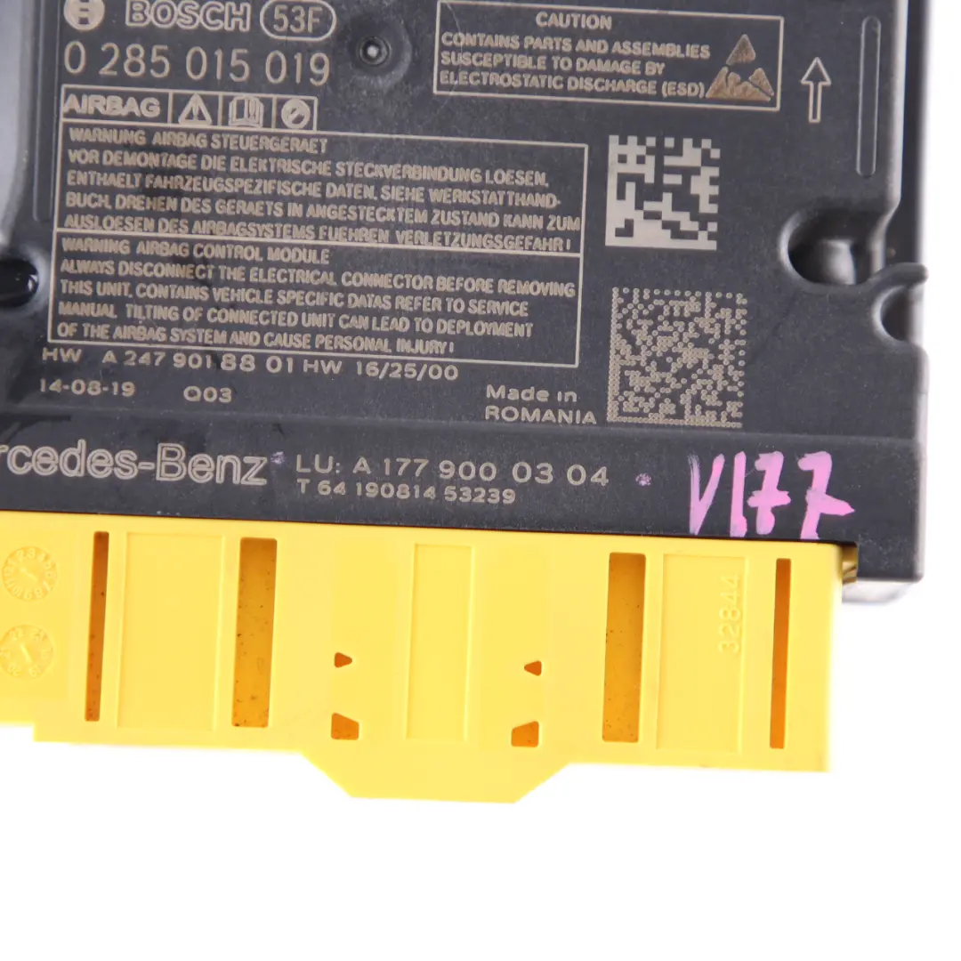 Modulo Airbag SRS Unità di Controllo ECU per Mercedes V177 con numero di parte A1779000304 Mercedes V177 Modulo Airbag SRS Unità di Controllo ECU - SKU A1779000304 - Numero di parte A1779000304