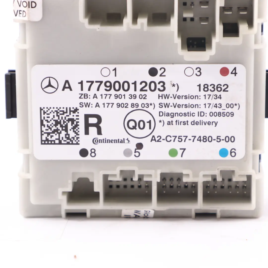 Módulo Control Puerta Trasera Izquierda Derecha para Mercedes W177 con número de pieza A1779001203 Mercedes W177 Módulo Control Puerta Trasera Izquierda Derecha - SKU A1779001203 - Número de pieza A1779001203