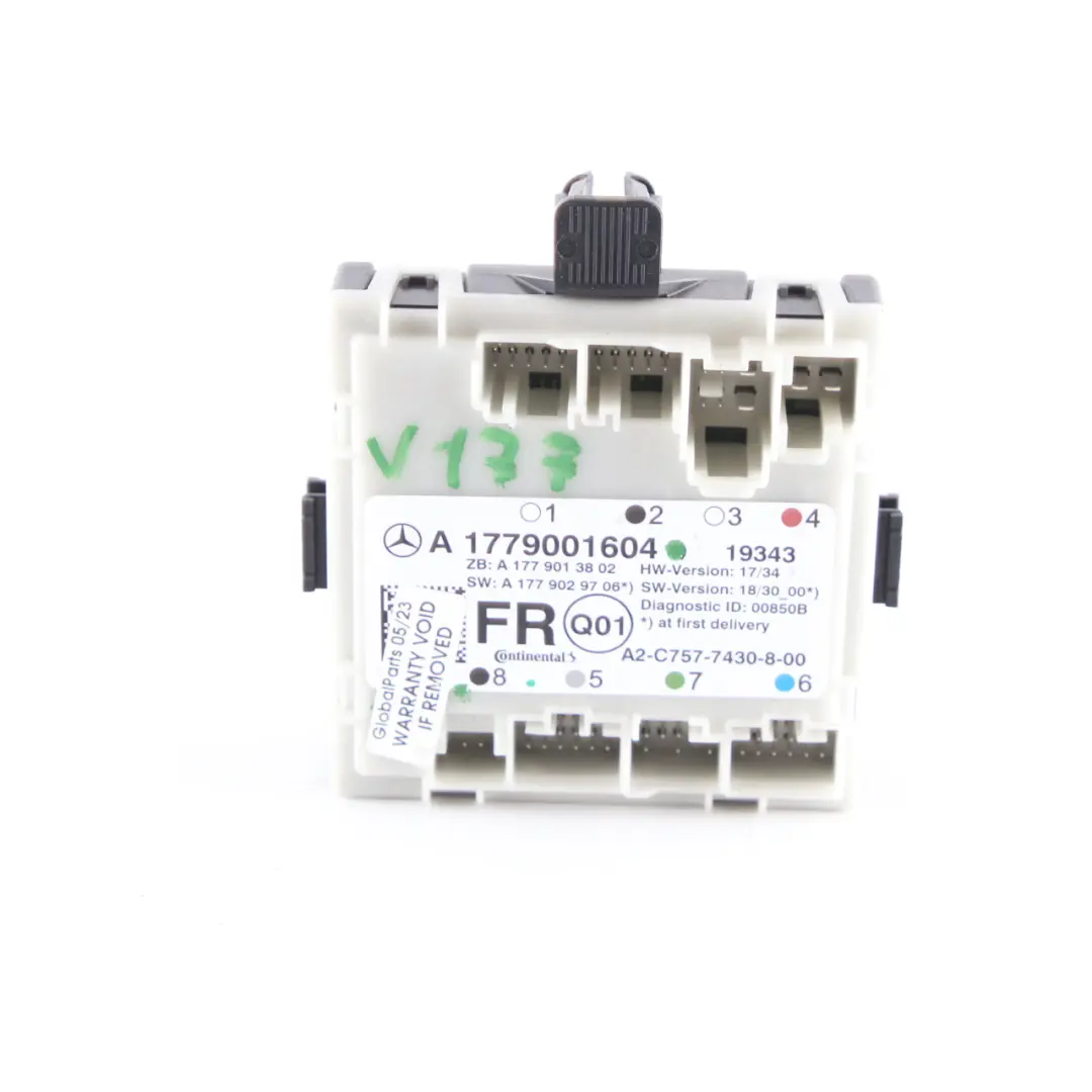 Módulo de puerta delantera derecha Unidad control para Mercedes W177 W247 con número de pieza A1779001604 Mercedes W177 W247 Módulo de puerta delantera derecha Unidad control - SKU A1779001604 - Número de pieza A1779001604