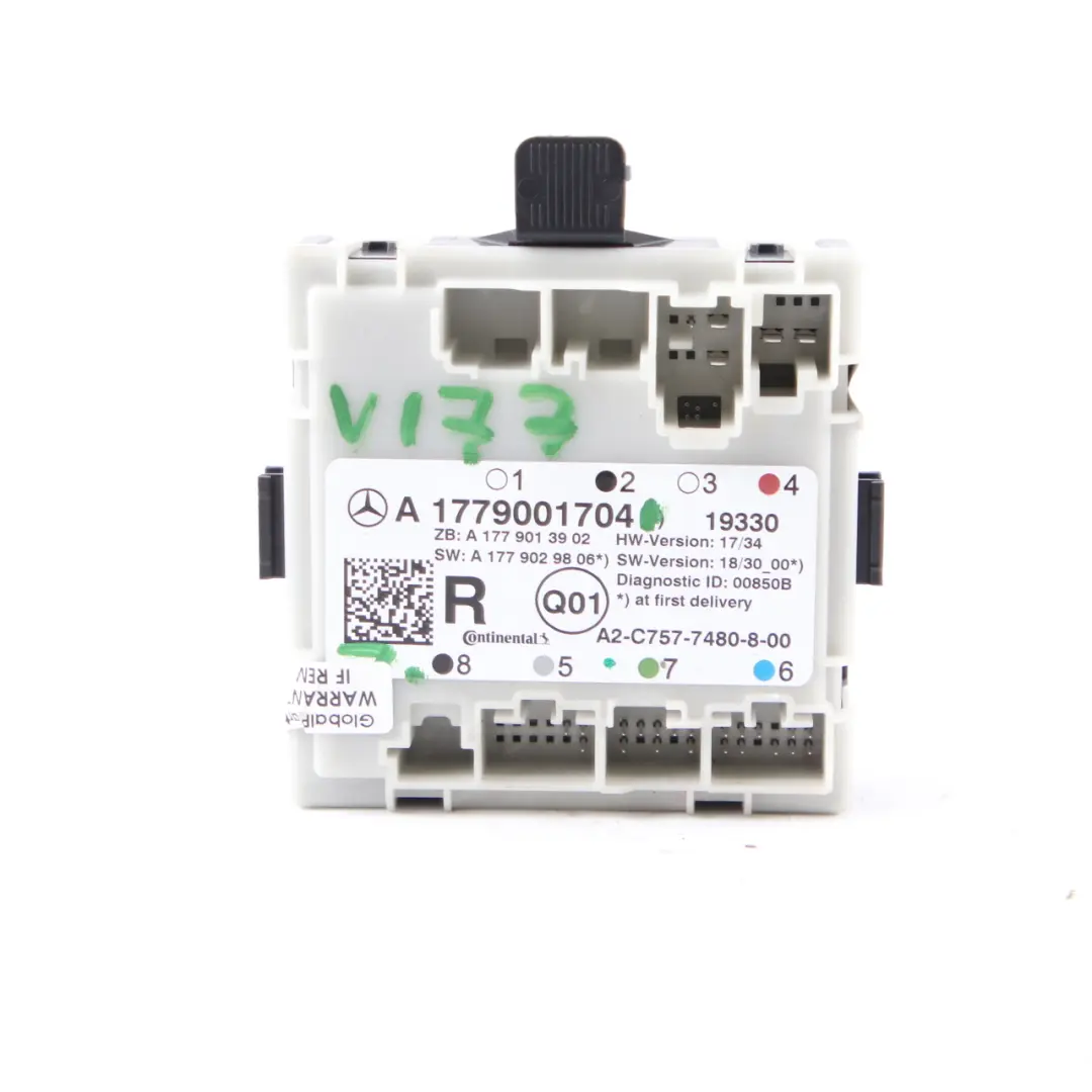 Módulo de puerta trasera derecha Unidad de control para Mercedes V177 con número de pieza A1779001704 Mercedes V177 Módulo de puerta trasera derecha Unidad de control - SKU A1779001704 - Número de pieza A1779001704