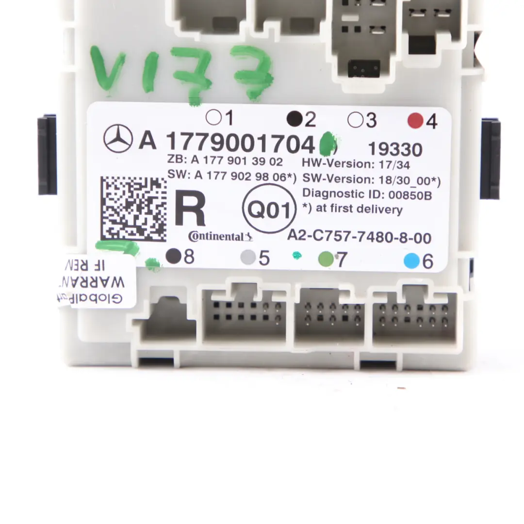 Módulo de puerta trasera derecha Unidad de control para Mercedes V177 con número de pieza A1779001704 Mercedes V177 Módulo de puerta trasera derecha Unidad de control - SKU A1779001704 - Número de pieza A1779001704