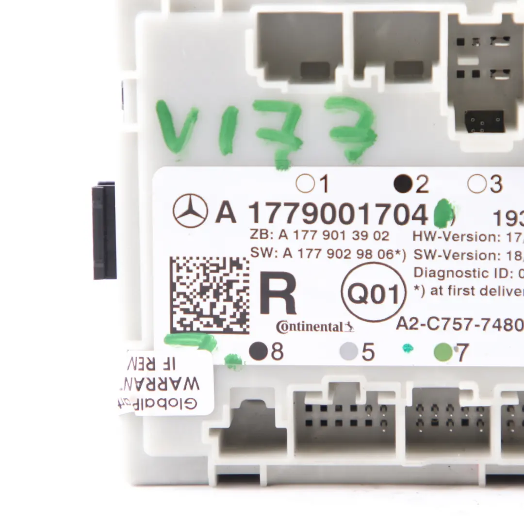 Módulo de puerta trasera derecha Unidad de control para Mercedes V177 con número de pieza A1779001704 Mercedes V177 Módulo de puerta trasera derecha Unidad de control - SKU A1779001704 - Número de pieza A1779001704