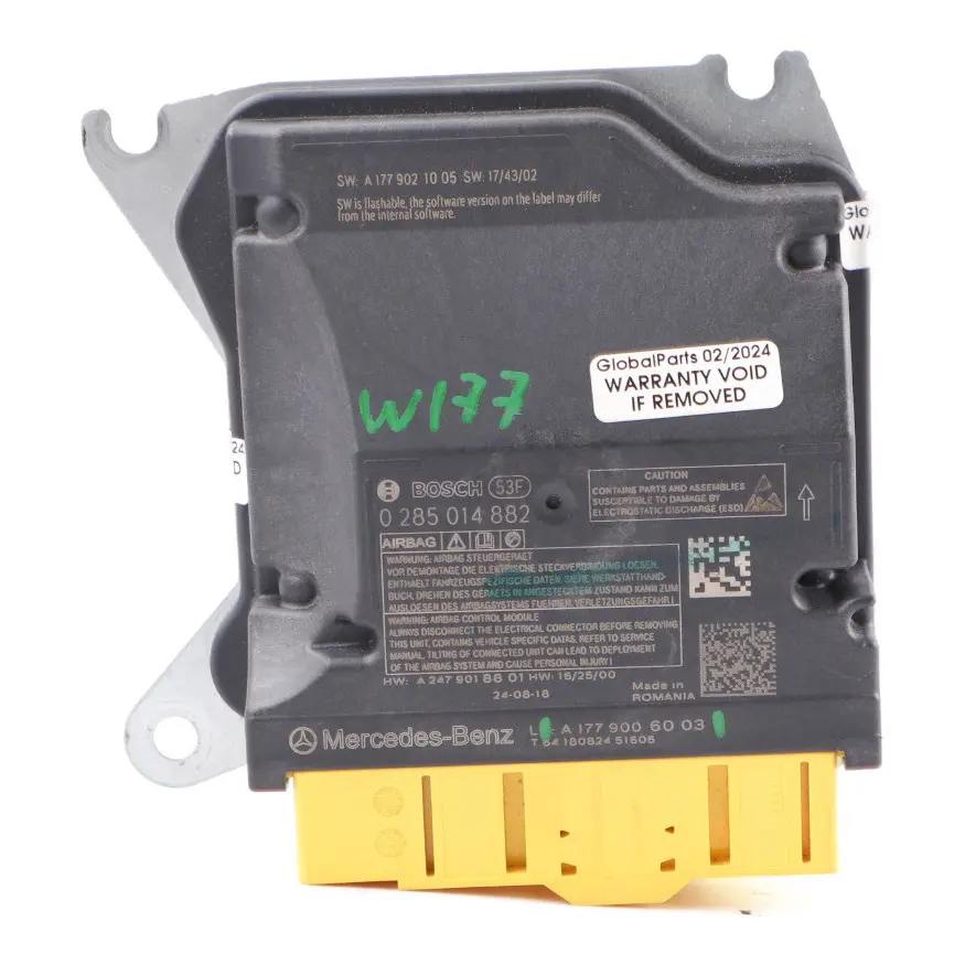 SRS Module Mercedes W177 Safety Belt Tensioner Airbag Control A1779006003