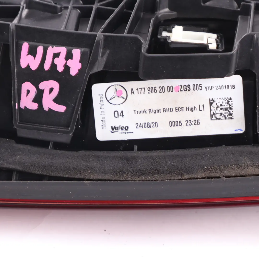 Mercedes W177 Rear Light Trunk Tailgate Inner Lamp Right O/S - SKU A1779062000 - Part number A1779062000