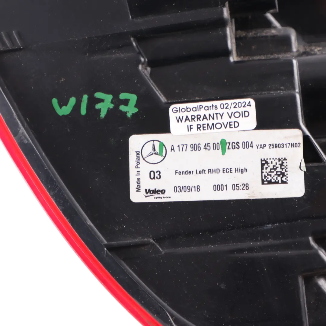 Lamp Left N/S Tail Light Side Panel to Mercedes W177 Rear with Part number A1779064500 Mercedes W177 Rear Lamp Left N/S Tail Light Side Panel - SKU A1779064500 - Part number A1779064500
