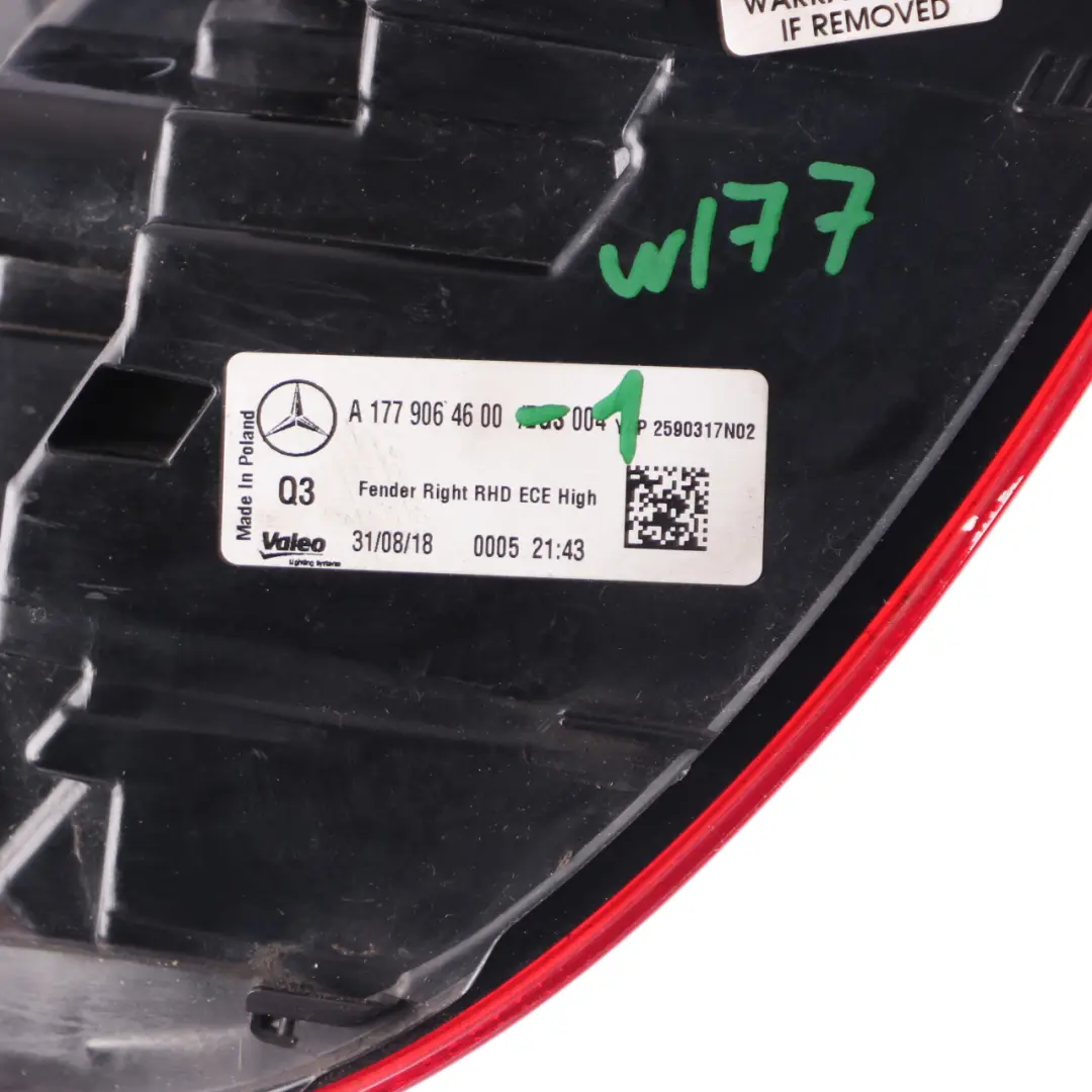 Right O/S LED Lamp Light Side Panel to Mercedes W177 Rear with Part number A1779064600 Mercedes W177 Rear Right O/S LED Lamp Light Side Panel - SKU A1779064600-1 - Part number A1779064600