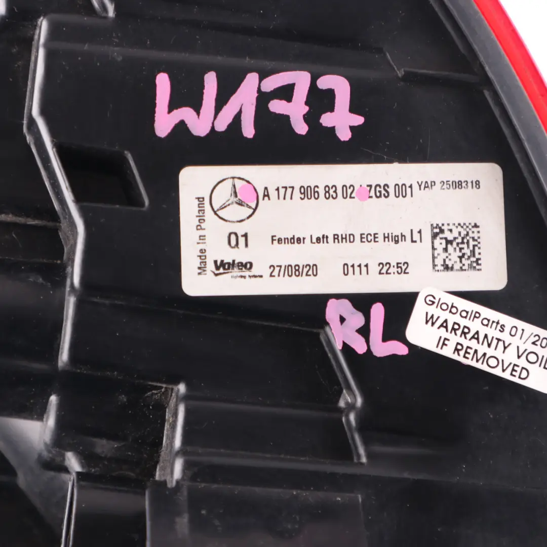 Mercedes W177 Rückleuchte links N/S Rücklicht Seitenverkleidung - SKU A1779068302 - Teilenummer A1779068302