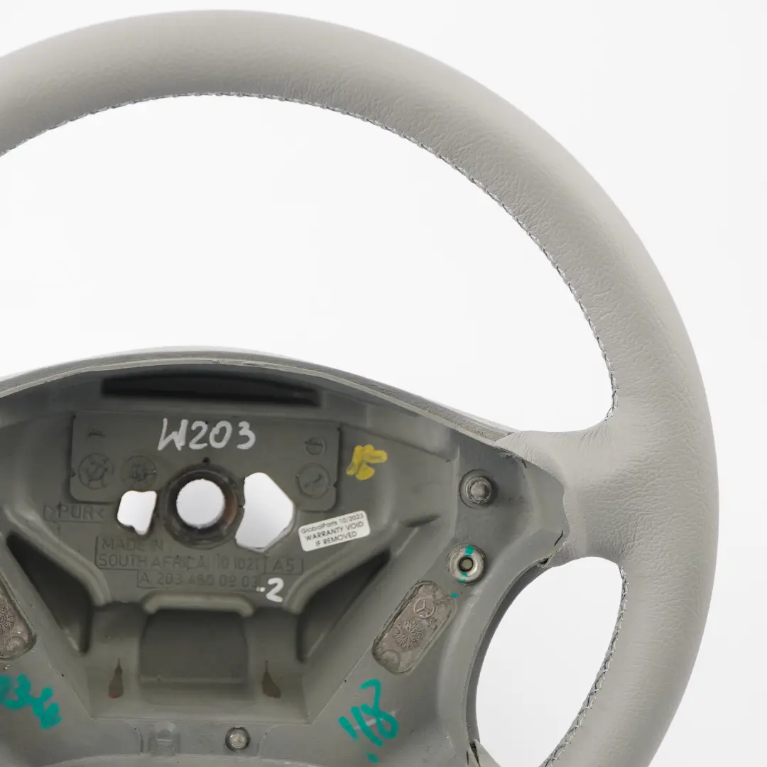 Grey Leather Steering Wheel with Grey Threads to Mercedes W203 NEW with Part number A2034600903 Mercedes W203 NEW Grey Leather Steering Wheel with Grey Threads - SKU A2034600903-2 - Part number A2034600903