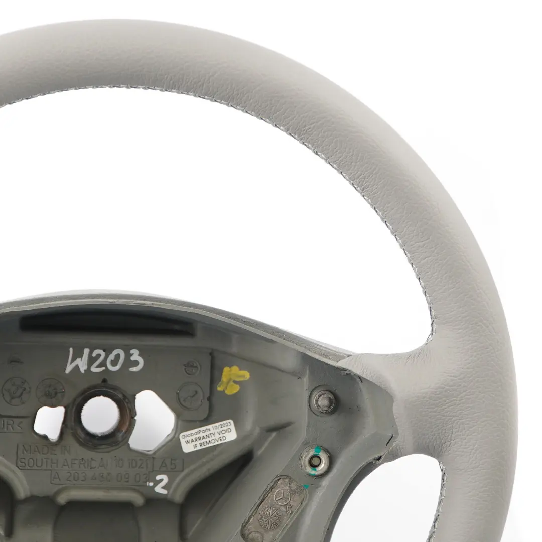 Mercedes W203 NEW Grey Leather Steering Wheel with Grey Threads - SKU A2034600903-2 - Part number A2034600903