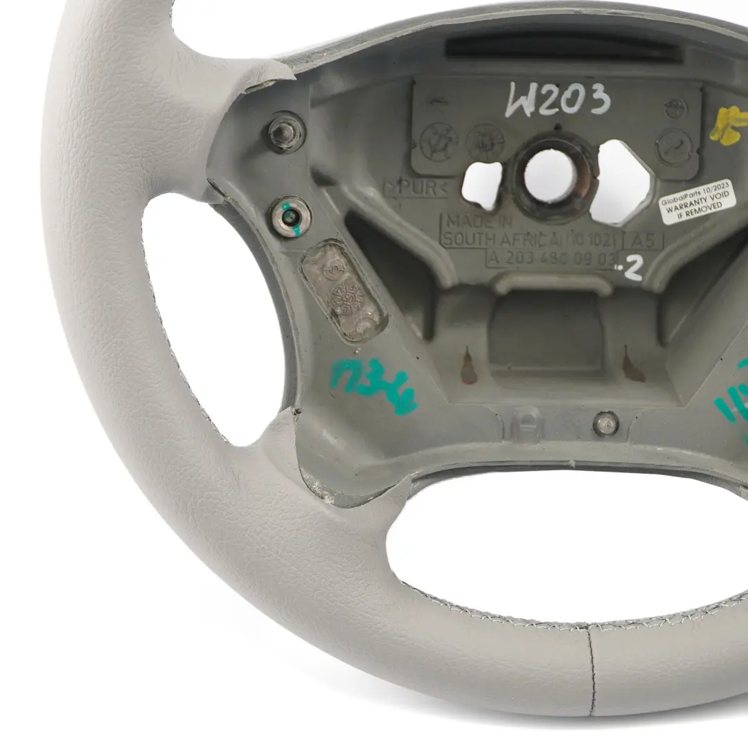 Mercedes W203 NOUVEAU Volant en cuir gris avec filets gris - SKU A2034600903-2 - Numéro de pièce A2034600903