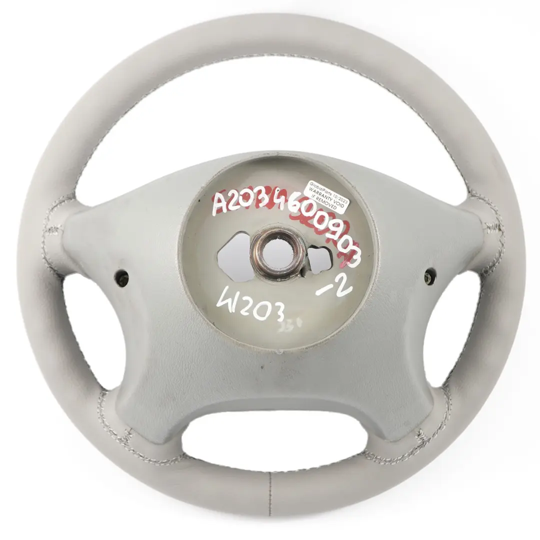 Grey Leather Steering Wheel with Grey Threads to Mercedes W203 NEW with Part number A2034600903 Mercedes W203 NEW Grey Leather Steering Wheel with Grey Threads - SKU A2034600903-2 - Part number A2034600903