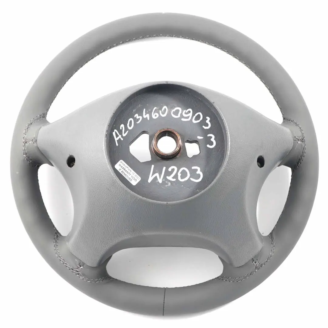 Grey Leather Steering Wheel with Grey Threads Mercedes W203 NEW - SKU A2034600903-3 - Part number A2034600903