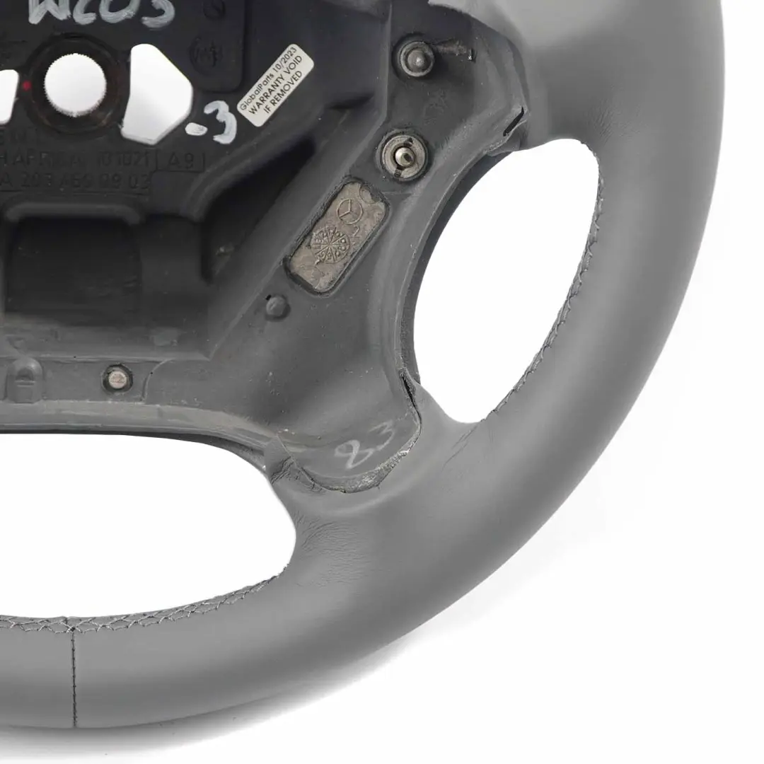 Mercedes W203 NUEVO Volante de Cuero Gris con Hilos Grises - SKU A2034600903-3 - Número de pieza A2034600903