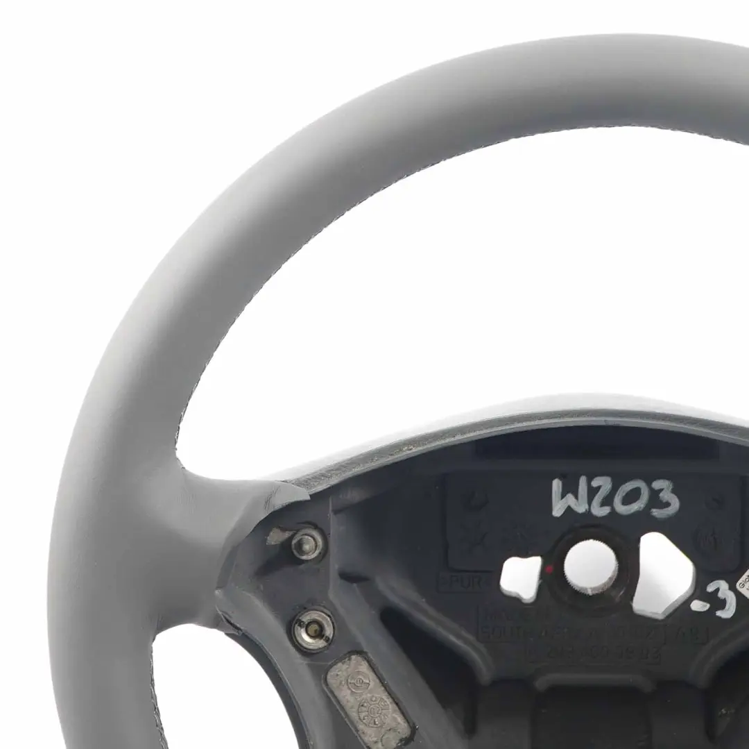 Grey Leather Steering Wheel with Grey Threads Mercedes W203 NEW - SKU A2034600903-3 - Part number A2034600903