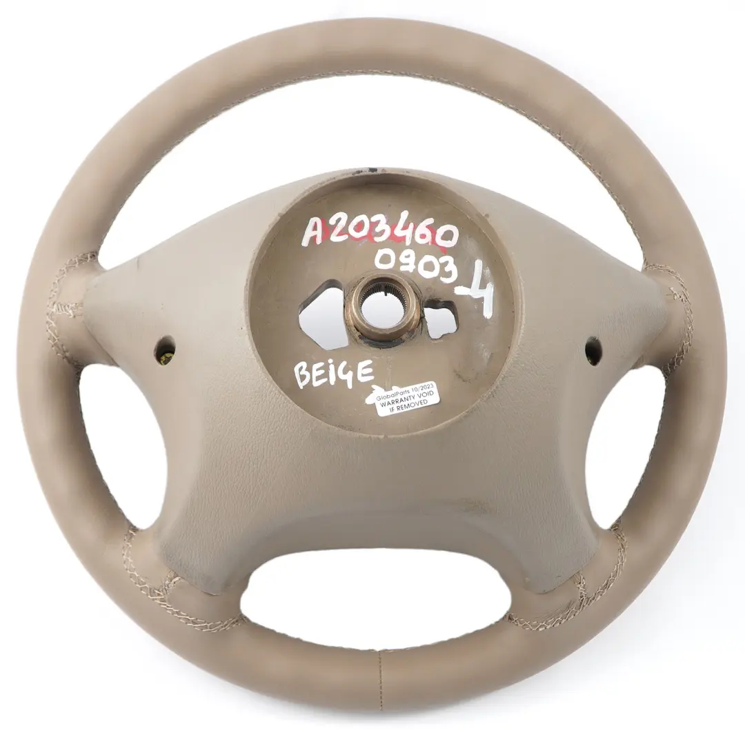 Beige Leather Steering Wheel with Beige Threads to Mercedes W203 S203 NEW with Part number A2034600903 Mercedes W203 S203 NEW Beige Leather Steering Wheel with Beige Threads - SKU A2034600903-4 - Part number A2034600903